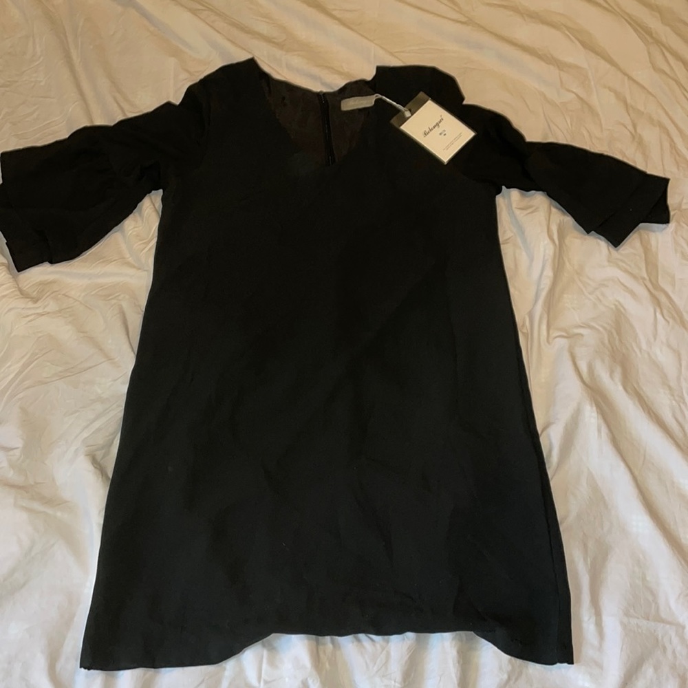 Belongsci black dress with bell sleeves brand new